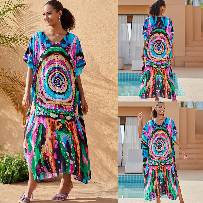 Traje de baño informal con estampado de mariposas para mujer, ideal para vacaciones en la playa