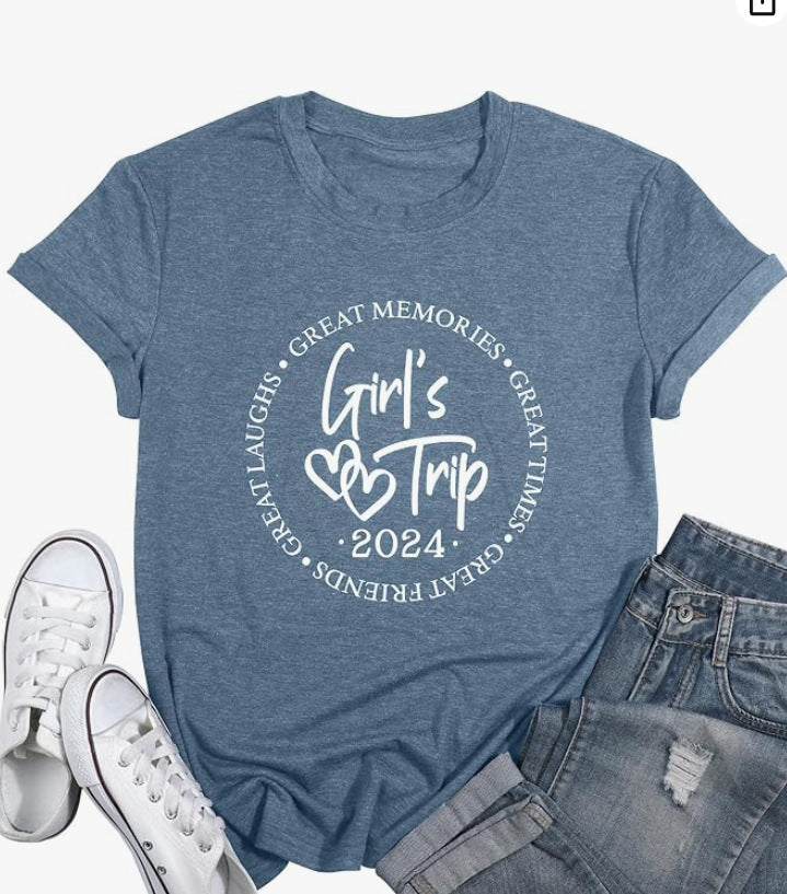 Camiseta informal de manga corta con cuello redondo y estampado de hojas de arce para mujer