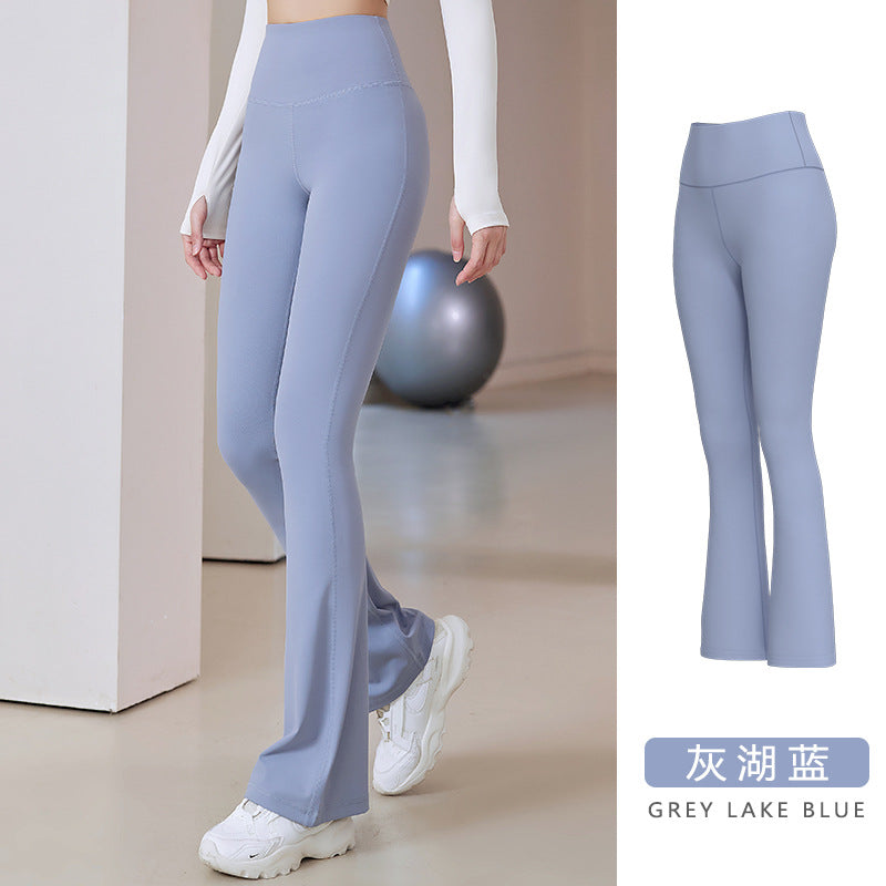 Pantalones deportivos acampanados de cintura alta, transpirables, de secado rápido y ajustados para mujer, para fitness y yoga.