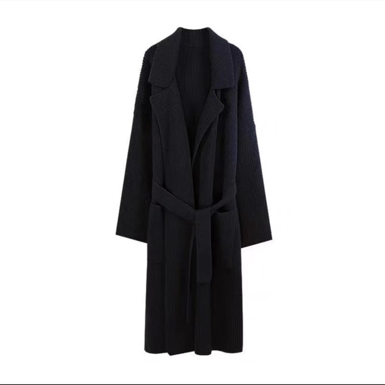 Cárdigan largo de punto para mujer, informal, de calle, holgado, de color liso, acogedor, de moda de invierno