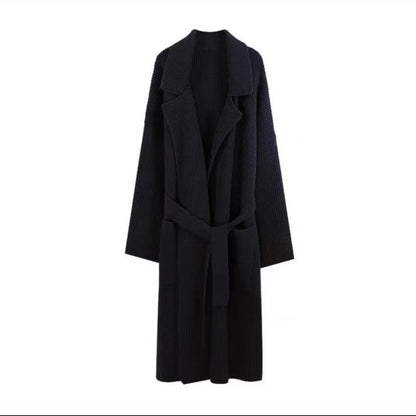 Cárdigan largo de punto para mujer, informal, de calle, holgado, de color liso, acogedor, de moda de invierno