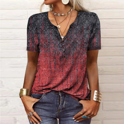 Camiseta informal de manga corta con estampado floral para mujer