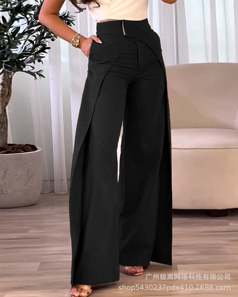Women Fashion Cross Design Casual Wide Leg Pants