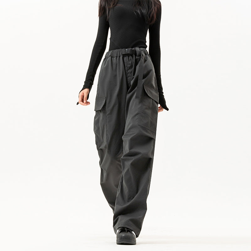 Fashion Women Multi-Pocket High Waist Wide Leg Casual Cargo Pants