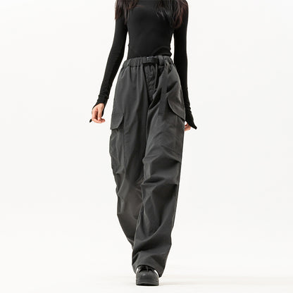 Fashion Women Multi-Pocket High Waist Wide Leg Casual Cargo Pants