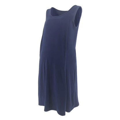 Pregnant Women Casual Loose Solid Color Sleeveless Breastfeeding Dress