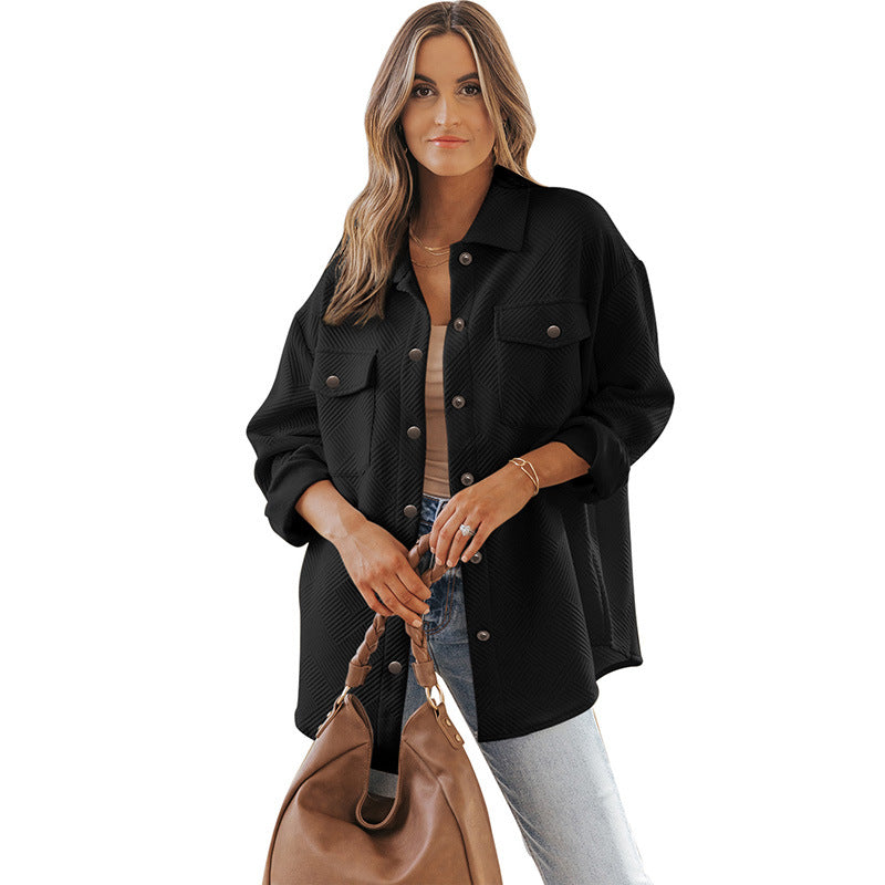 Chaqueta informal de solapa sencilla para mujer, otoño e invierno