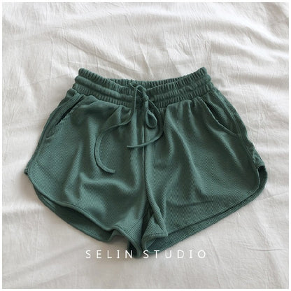 Pantalones cortos holgados casuales de color sólido para mujer