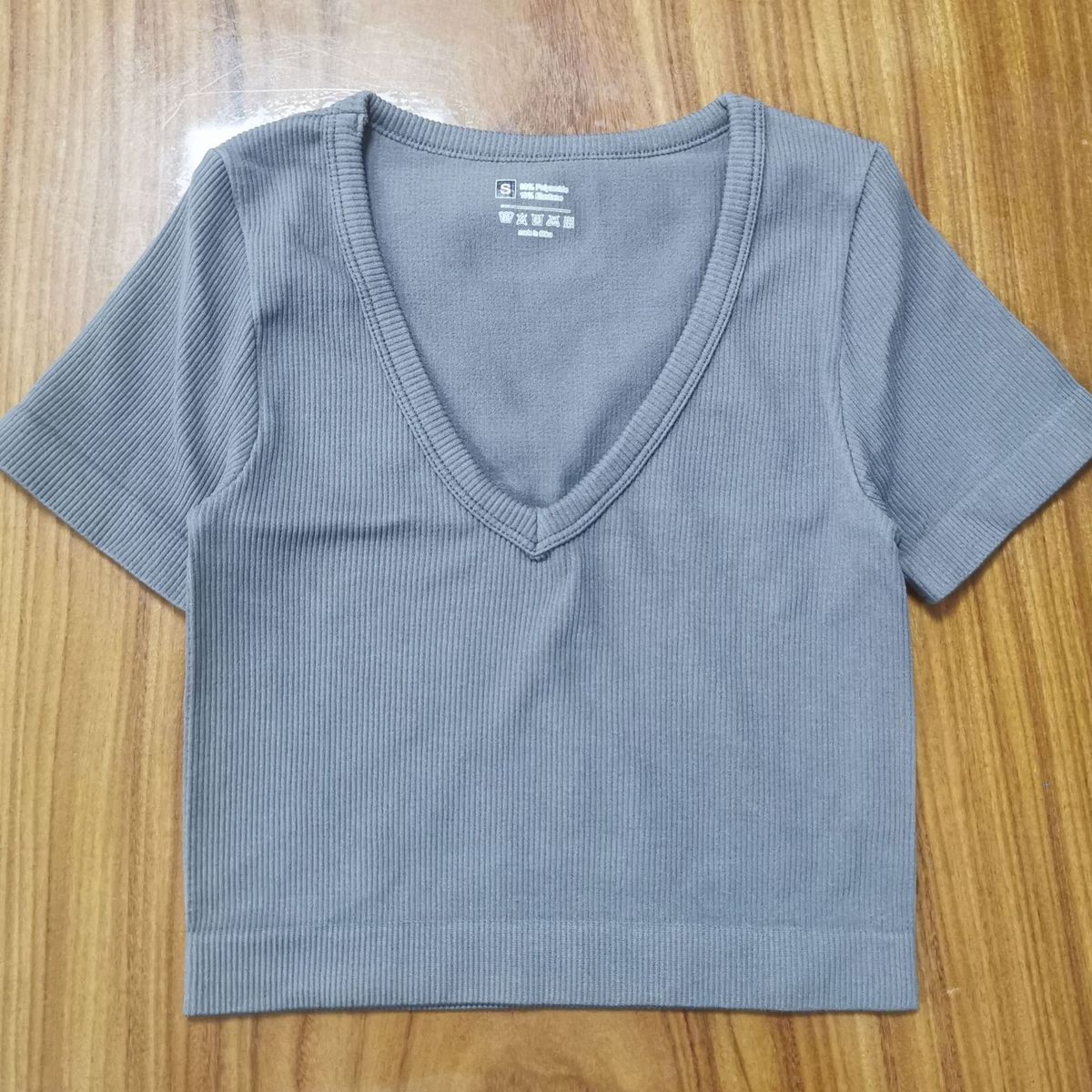 Women Fashion Casual Solid Color V-Neck Short-Sleeve Seamless Yoga Sports T-Shirt
