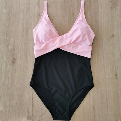 Traje de baño de una pieza con estampado floral y rayas de leopardo para mujer, informal, de verano