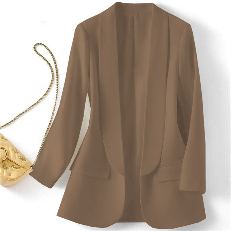 Women Fashion Casual Solid Color Slim-Fit Blazer
