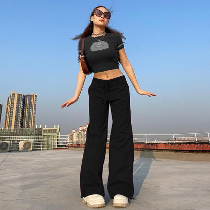 Women Fashion Casual Solid Color Micro-Pants
