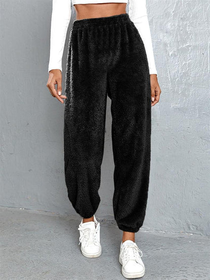Autumn And Winter Women Casual Solid Color Plush Pants