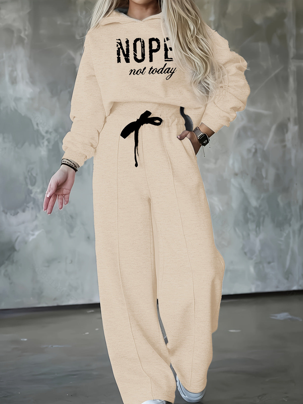 Autumn And Winter Athleisure Women Fashion Casual Letter Hoodie Sports Thickened Pants Two-Piece Set