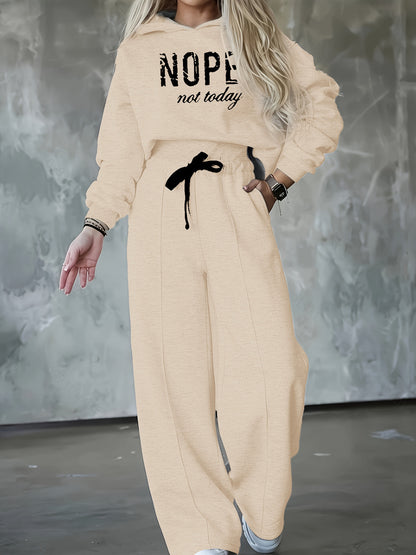 Autumn And Winter Athleisure Women Fashion Casual Letter Hoodie Sports Thickened Pants Two-Piece Set