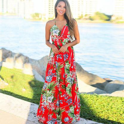 Vestido camisola holgado con cuello en V y estampado floral para mujer, informal, de vacaciones