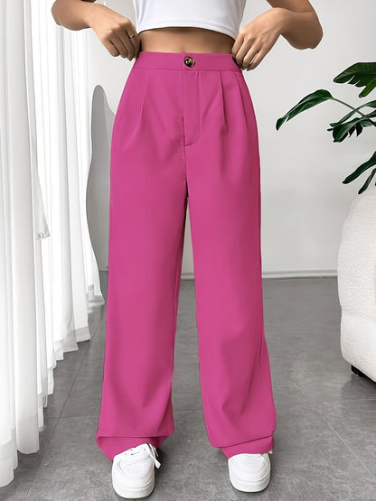 Pantalones rectos holgados con cintura alta y drapeados casuales a la moda para mujer