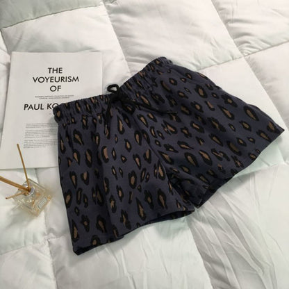 Sports Women Summer Leopard Print Loose Oversized Casual Elastic Waist Short
