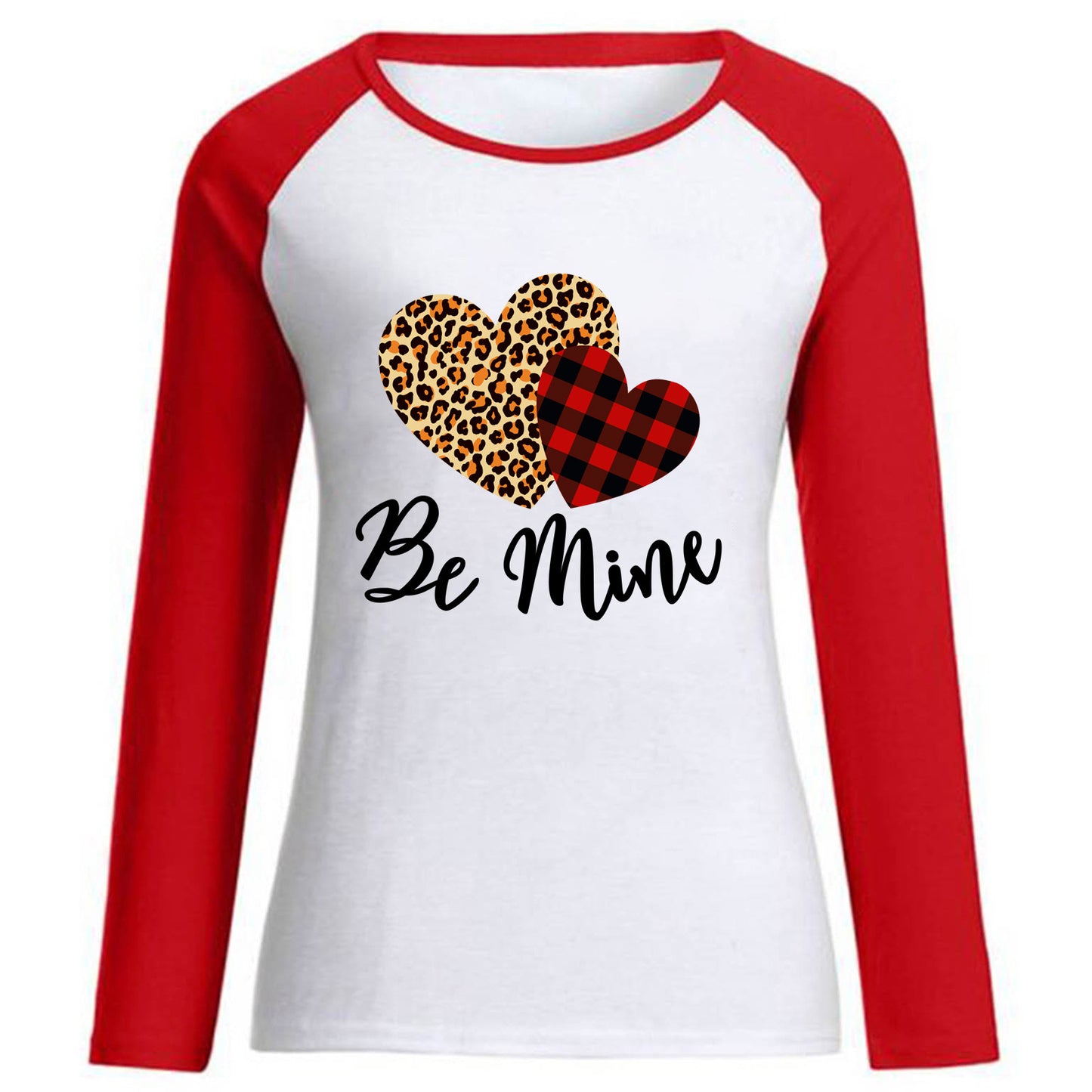 Camiseta informal de algodón con cuello redondo y manga larga para mujer, con estampado de letras de amor, para San Valentín