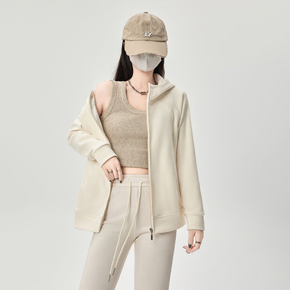 Cárdigan informal holgado de color sólido y grueso para mujer con capucha