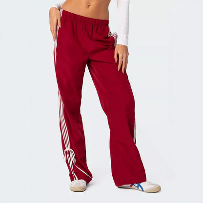 Women Fashion Casual Loose Stripe Sports Pants