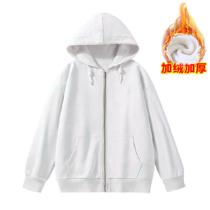 Sudadera con capucha y cremallera holgada informal de invierno para mujer