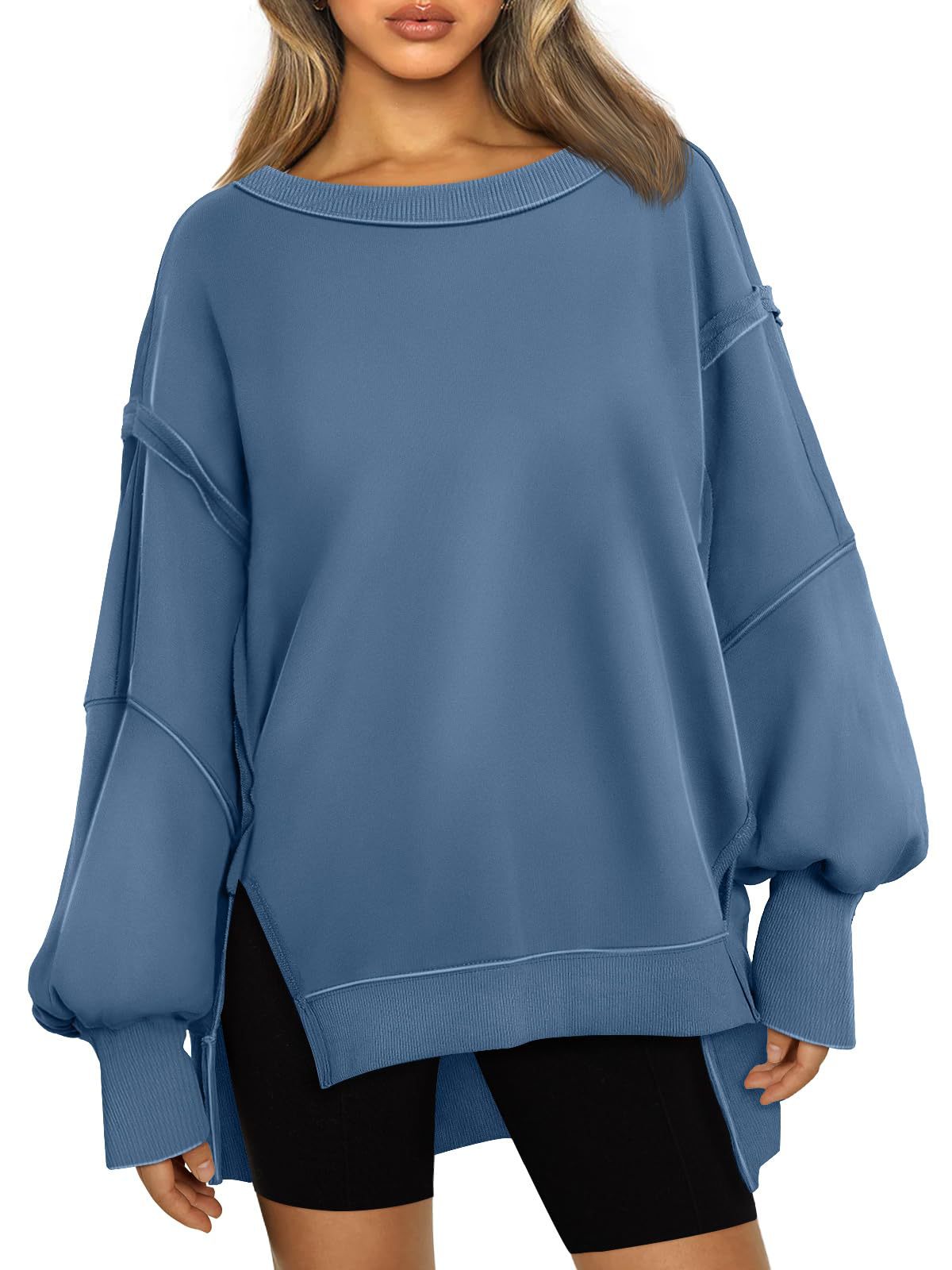 Sudadera informal de cuello redondo y manga larga para mujer