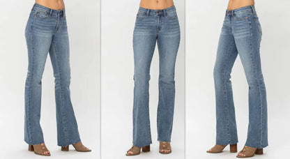 Vaqueros ajustados y acampanados informales de moda para mujer