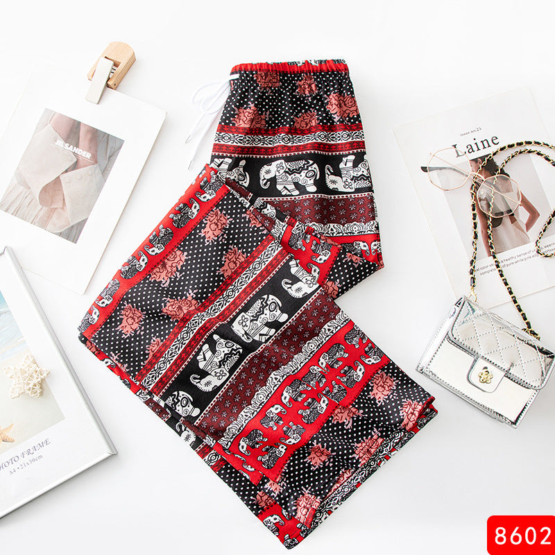 Women Casual Loose Elephant Print Pants