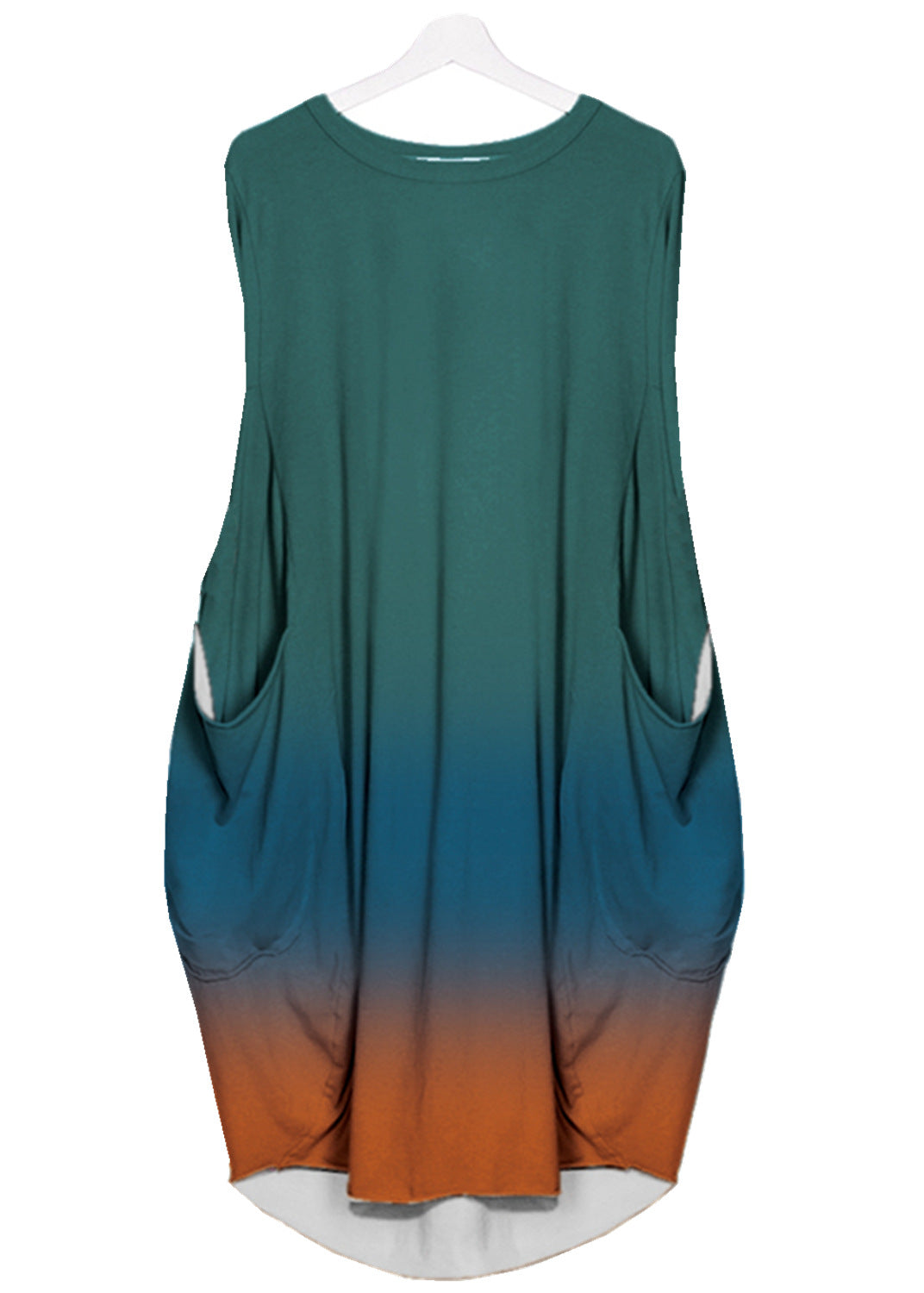 Women Casual Gradient Color Printed High Waist Plus Size Sleeveless Dress