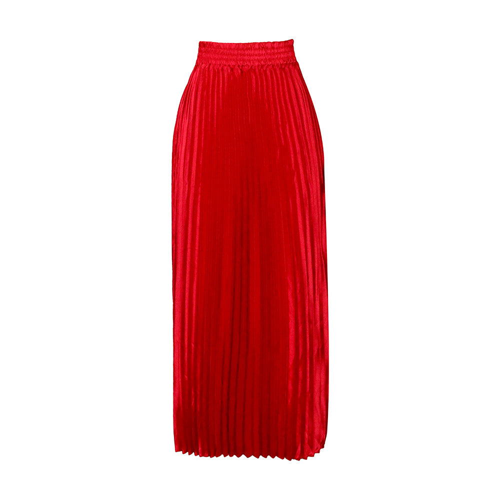 Falda plisada informal de color liso para mujer