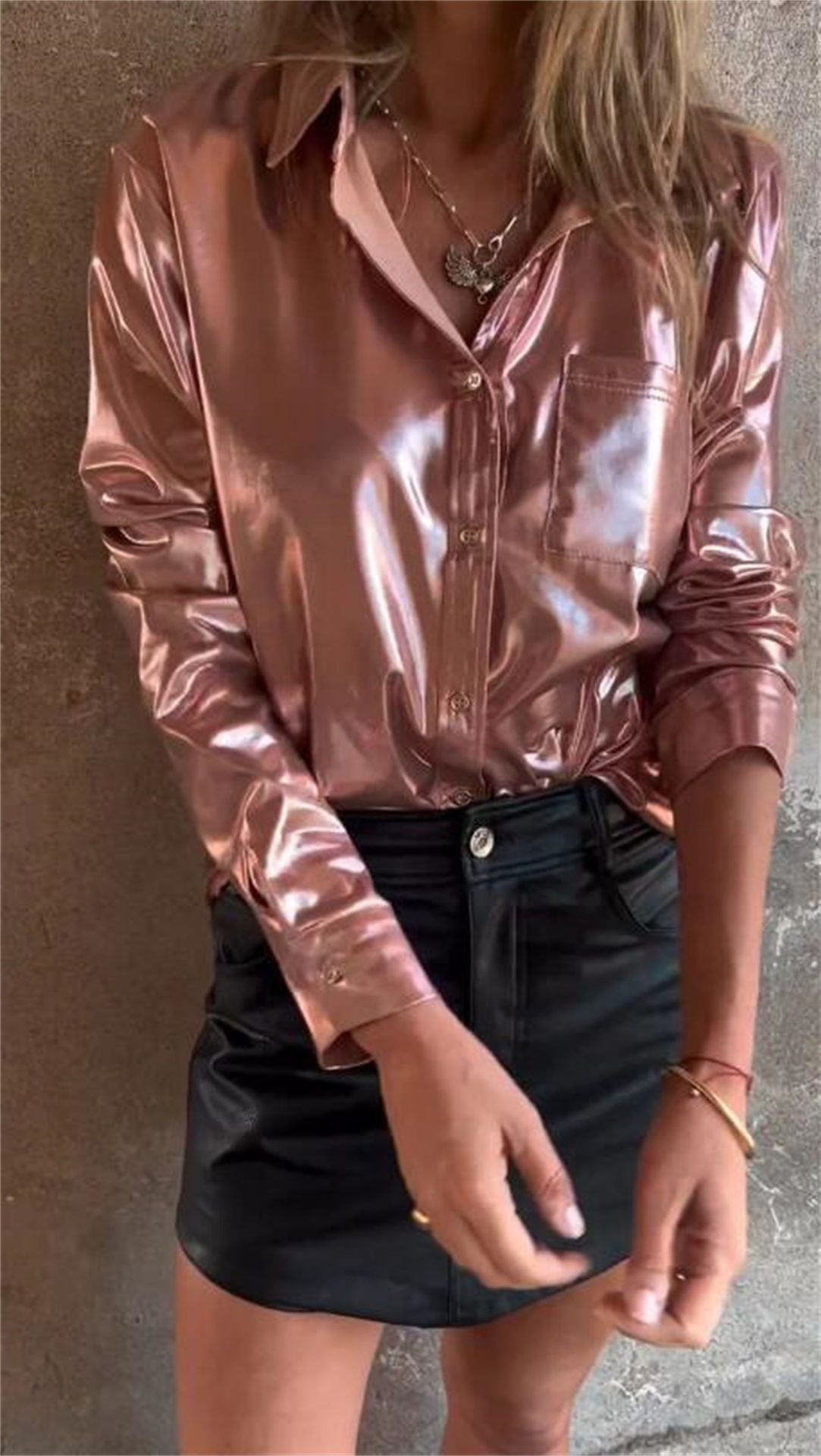 Women Casual Velvet Flashlight Lapel Cardigan Blouse