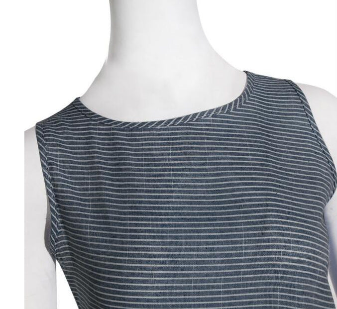 Women'S Plus Size Fashion Casual Stripe Sleeveless Plus Size Midi Dress