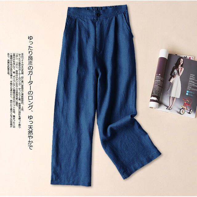 Women Fashion Casual Solid Color Linen Loose Cropped Pants