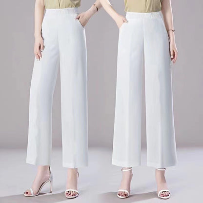 Women'S Casual Solid Color High-Waist Wide-Leg Pants