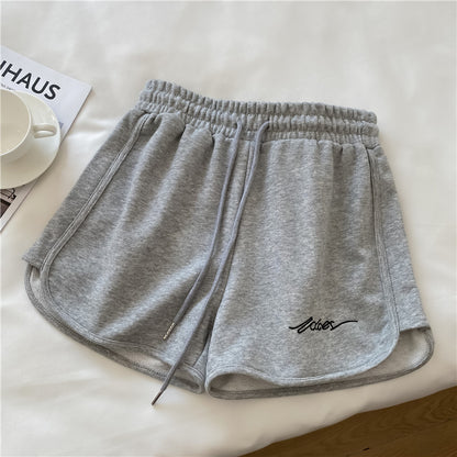 Cotton Sports Women Summer Loose Pajama High Waist Casual Wide Leg Shorts