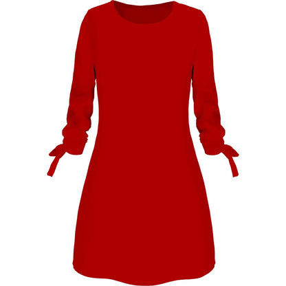 Women Basic Autumn Solid Color Casual Round Neck Dress