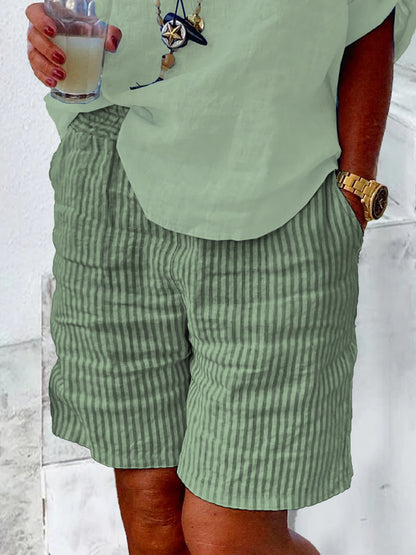 Women Fashion Casual Stripe Printing Loose Shorts