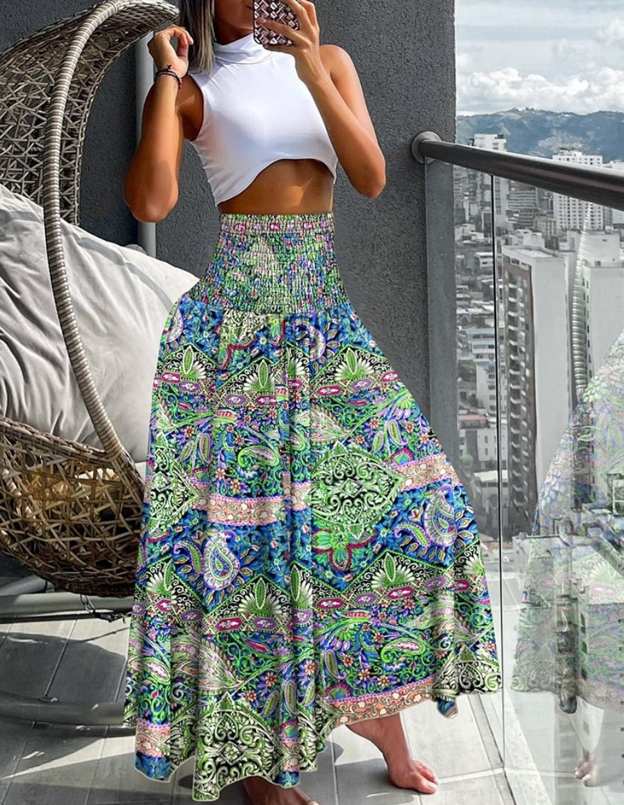 Falda holgada con estampado informal de vacaciones de verano para mujer