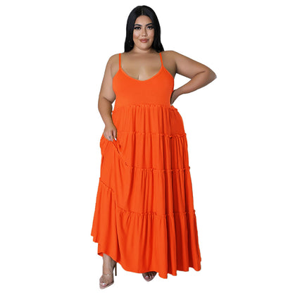 Vestido informal de verano para mujer, talla grande, holgado, color liso