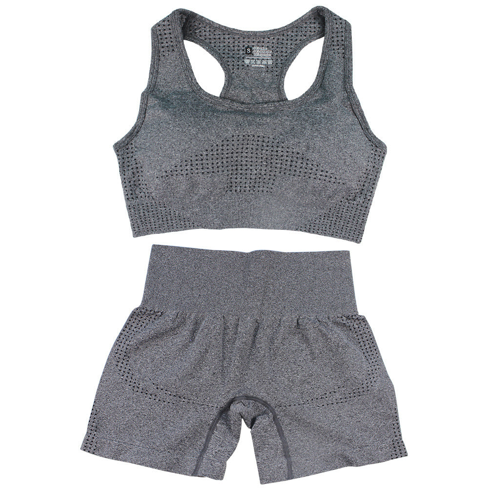 Conjunto deportivo de 2 piezas para mujer, informal, ajustado, de color sólido, con cuello en U, sin mangas y pantalones cortos