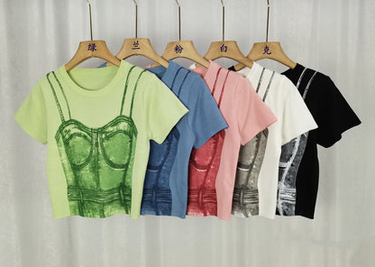 Camiseta de manga corta con estampado casual de moda para mujer
