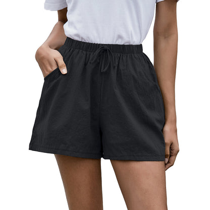Women Fashion Casual Solid Color Loose Wide Leg Shorts