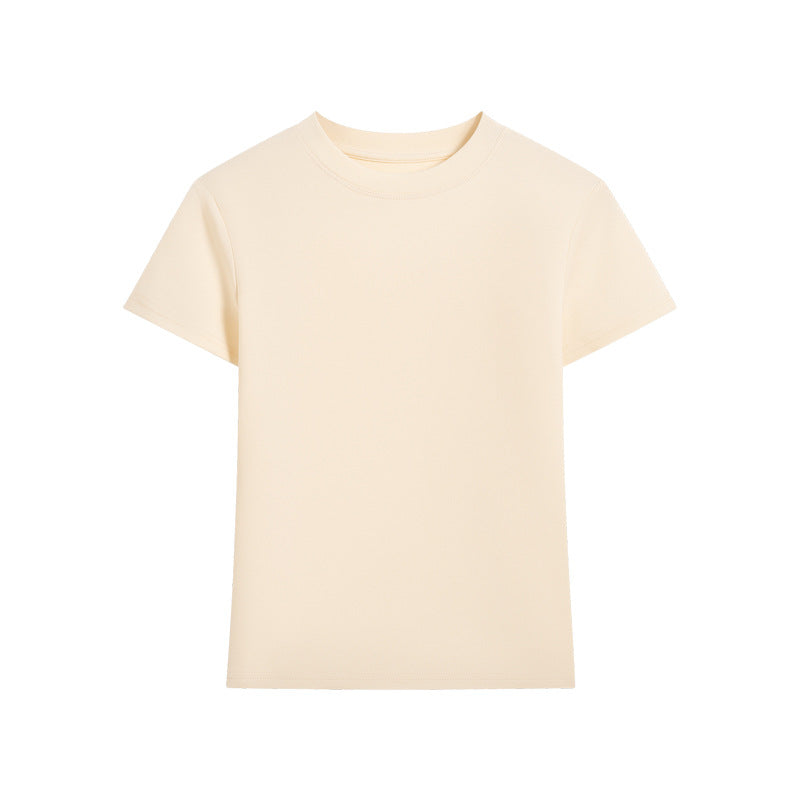 Camiseta informal de manga corta de color liso para mujer