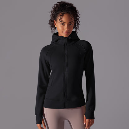 Women Casual Outdoor Running Sport Zip Hooded Top