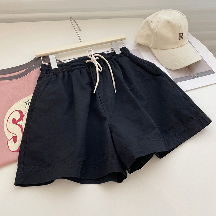 Women Casual Basic Looses Pure Cotton Summer High Waist A- Shape Shorts