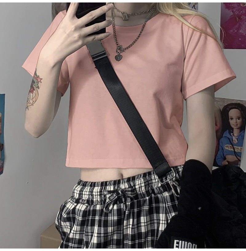 Camisetas casuales de manga corta de color liso para mujer