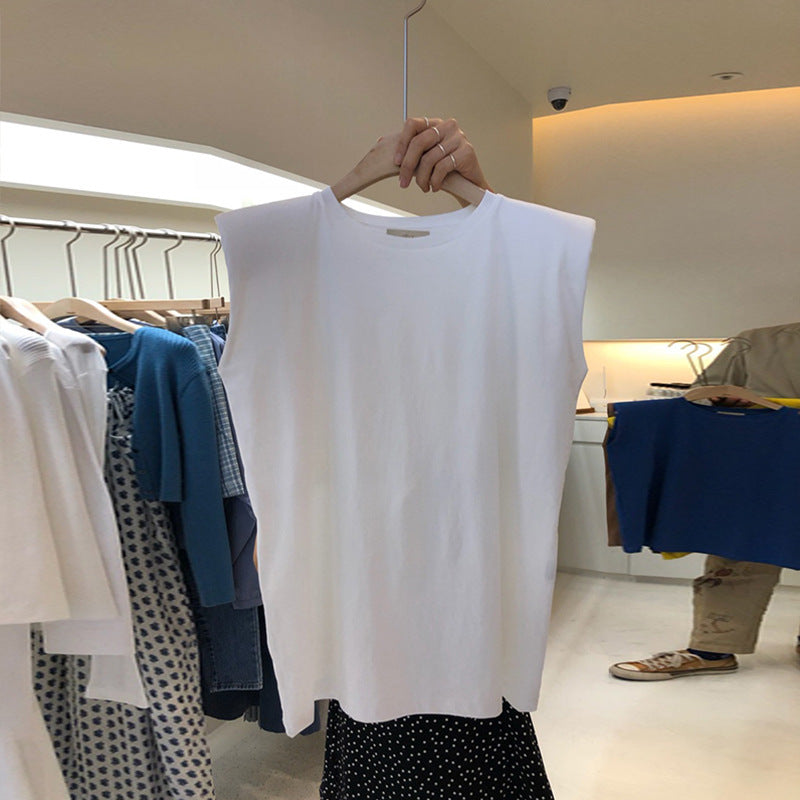 Women Casual Loose Solid Color Sleeveless Tank Top