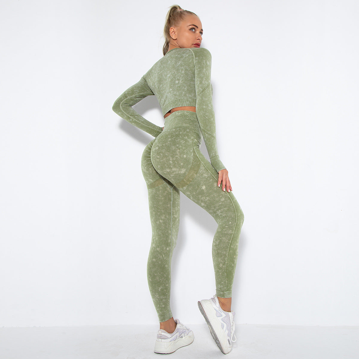 Traje deportivo ajustado de manga larga para yoga, informal, a la moda para mujer