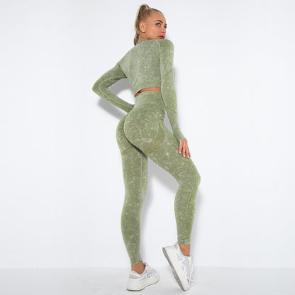 Traje deportivo ajustado de manga larga para yoga, informal, a la moda para mujer